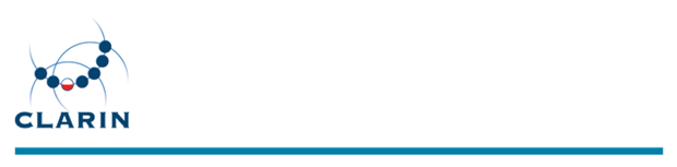 niebieskie logo projektu CLARIN na białym tle