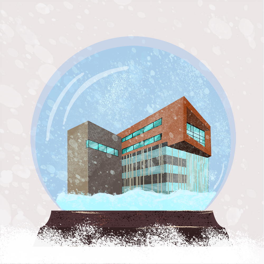 Wydział Filologiczny w dekoracyjnej kuli snieżnej