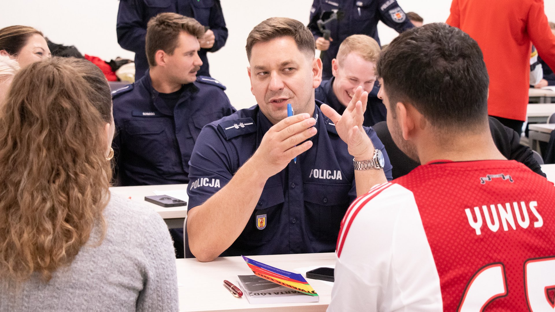 discussion with a police officer