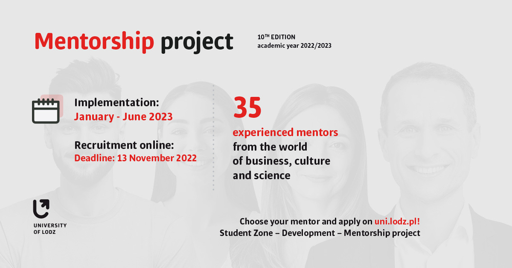 Infographic: 10th edition; academic year 2022/2023; implementation: January - June 2023; recruitment online: deadline: 13 November 2022; 35 mentors