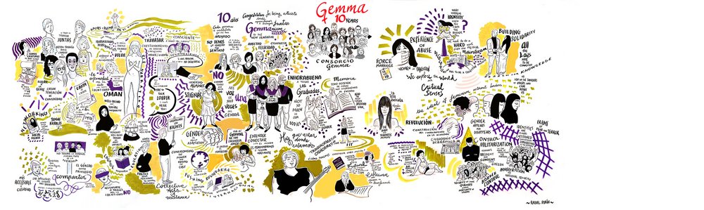 Colorful drawing of great women in global history