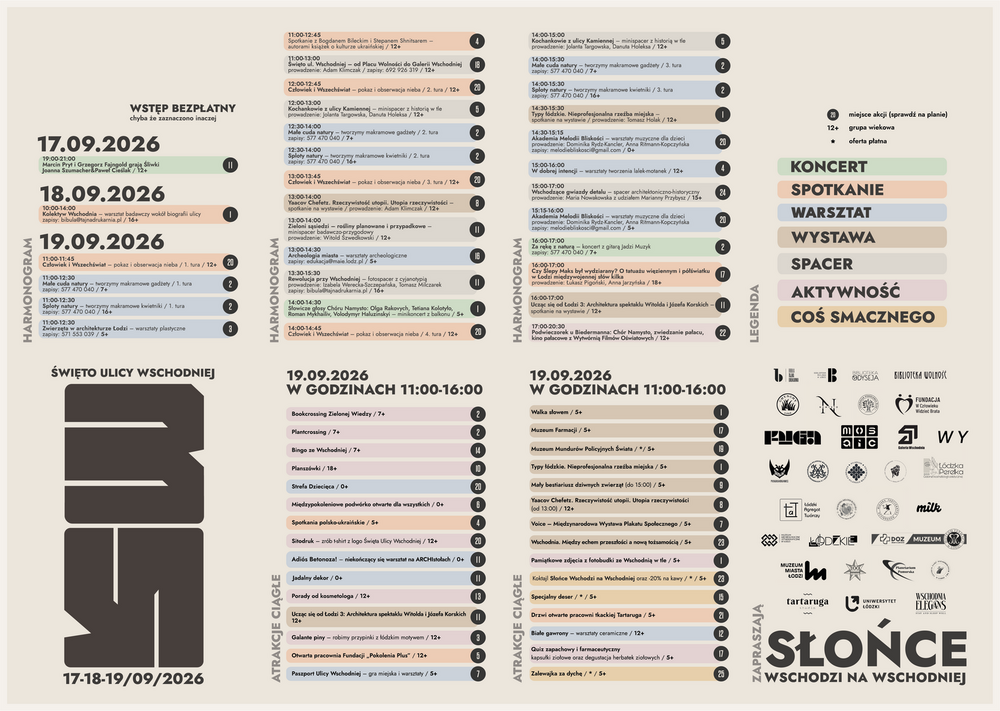 Programme of the Wschodnia Street Festival