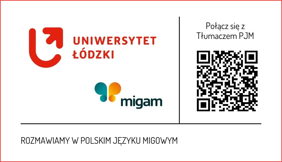 Kod QR tłumacza migam Uniwersytetu Łódzkiego